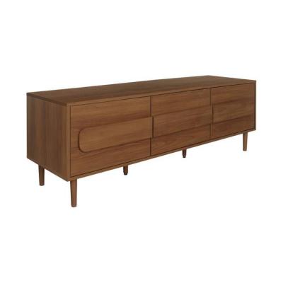 Meuble TV vintage d&eacute;cor bois de noyer 3 portes 150cm - Juliana