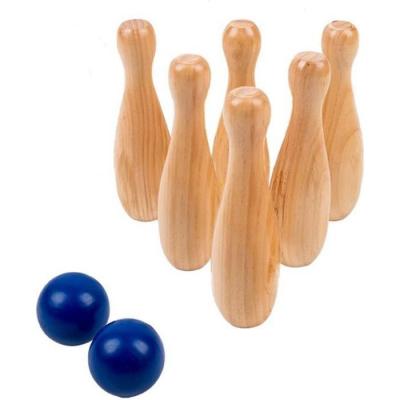 Mgm Bte/Jeu De 6 Quilles 2 Boules Bois Naturel 20cm Diam
