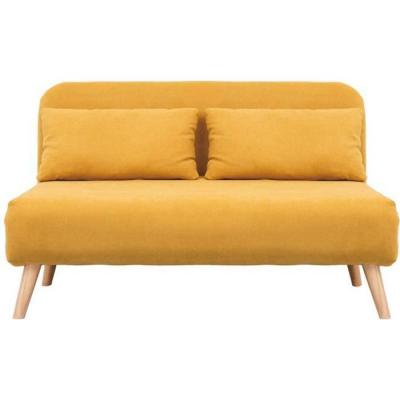 Miliboo - Banquette convertible 2 places effet velours moutarde AMIKO