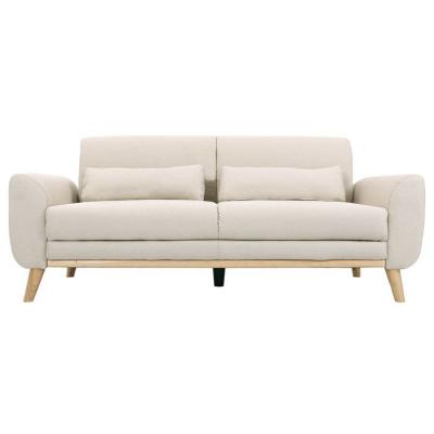 Miliboo Canap&eacute; design 3 places en tissu naturel et bois clair EKTOR