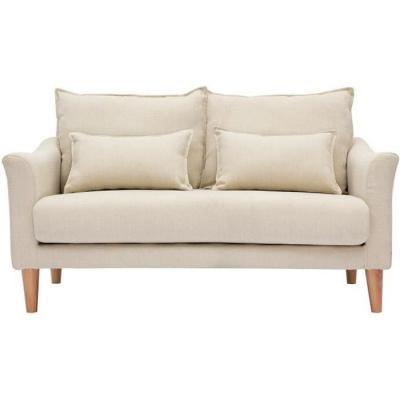 Miliboo Canap&eacute; scandinave 2 Places en Tissu Beige et Bois Clair Kate