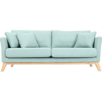 Canap&eacute; scandinave 3 places vert lagon d&eacute;houssable pieds bois OSLO