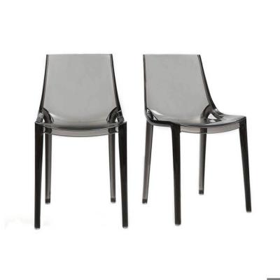 Chaises design grises fum&eacute;es empilables int&eacute;rieur et ext&eacute;rieur (lot de 2) yzel
