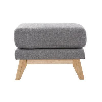 Pouf repose-pieds d&eacute;houssable scandinave en tissu gris clair et bois clair OSLO