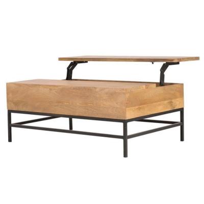 Miliboo - Table basse relevable industrielle manguier et m&eacute;tal 110cm YPSTER