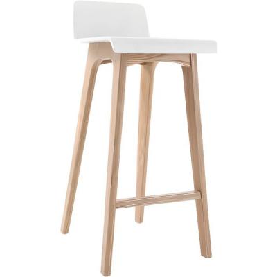 Miliboo Chaise de bar scandinave 75 cm bois et blanc BALTIK