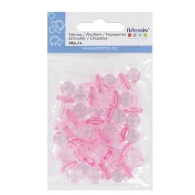 Breloque en plastique - Naissance - T&eacute;tine rose x 20 - Artemio - couleur variant