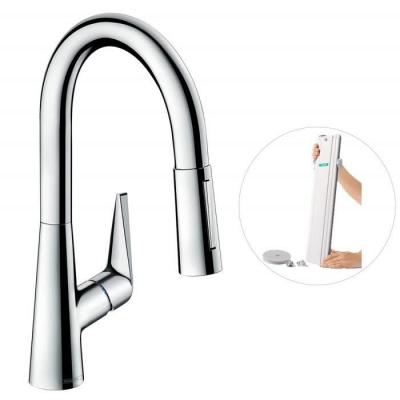Cuisine avec douchette extractible talis m51 2 jets sbox , chrom&eacute;