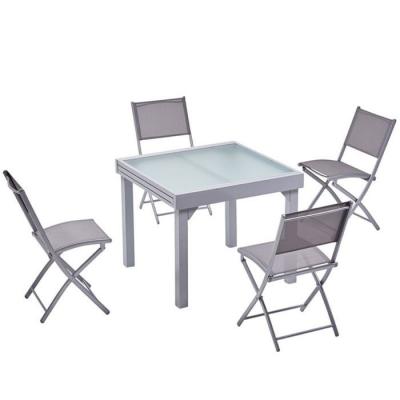 Table de jardin extensible en alu 8 pers + 4 chaises molvina - Gris