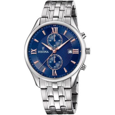 Montre Festina F6854/6 Bleu, Bracelet Acier Inoxydable, Homme