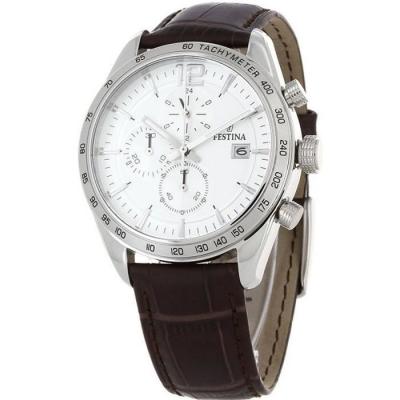 Montre Festina F16760-1 - Montre Marron Argent Cuir Festina Montres