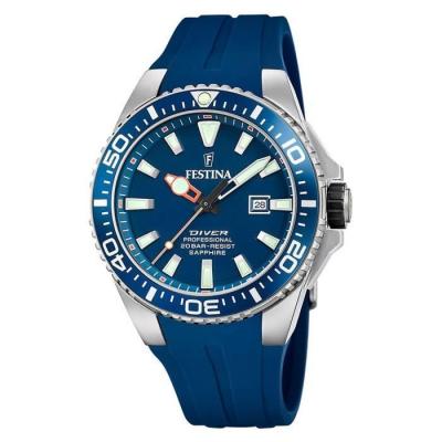 Montre Festina F20664/1 Bleu, Bracelet D&acute; Caoutchouc, Homme