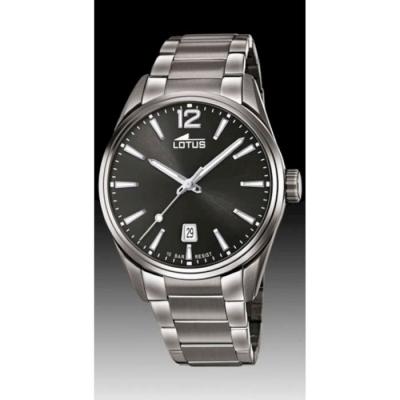 Montre Lotus L18684-1 - Dateur Acier Gris Cadran Noir Homme