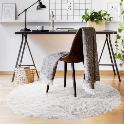 Tapis lavable &agrave; base fine et souple extra doux blanc diam.120