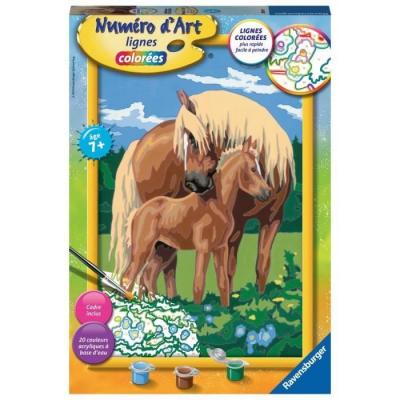 Kit cr&eacute;atif ravensburger grand format num&eacute;ro d'art fiers chevaux