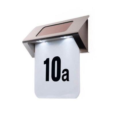 Eclairage de num&eacute;ro de maison solaire &agrave; LED, inox