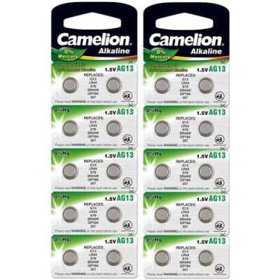 Pack de 20 piles Camelion Alcaline AG13/LR44/LR1154/357 0% Mercury/Hg