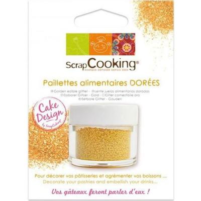 Paillettes alimentaires dor&eacute;es - 5 g - ScrapCooking - couleur variant