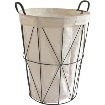 Panier &agrave; linge m&eacute;tal Scandi, noir, l.40 x H.50 x P.40 cm