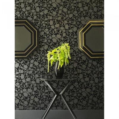 Papier Peint Design T&ecirc;te De Mort Velout&eacute;e Couleur Noir Mati&egrave;re Papier