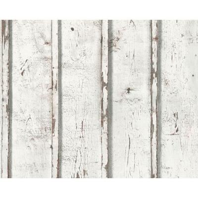 Planches en bois rustique Papier peint blanc