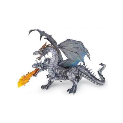 Dragon deux t&ecirc;tes argent&eacute; 