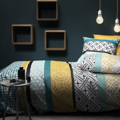 Parure de couette 100%coton 57fils/cm2 - citedor bleu 220 x 240 cm