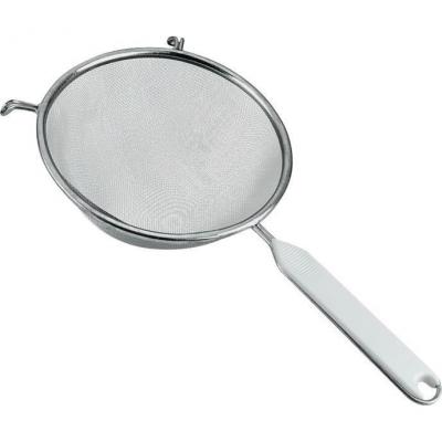 Passoire tamis &agrave; manche - D : 18 cm - aluminium et plastique - blanc