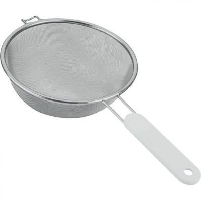 Passoire tamis &agrave; manche - D : 7 cm - inox et plastique - blanc