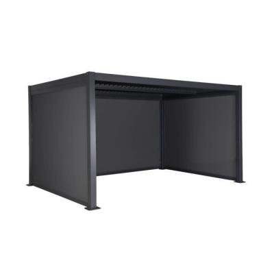 Pergola bioclimatique aluminium et acier 4x3m, 2 stores 3m, 1 store 4m