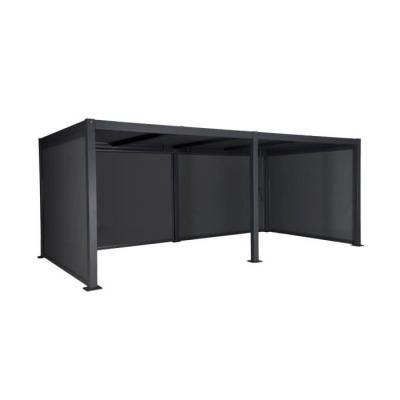 Pergola bioclimatique aluminium et acier 3x6m lames orientables + 4 stores 3m palace anthracite 