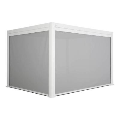 Pergola bioclimatique blanche 300 x 400cm. Aluminium &agrave; lames orientables + store 300cm + store 400cm 