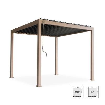 Pergola bioclimatique aluminium coloris bois Triomphe 3x3 m lames orientables 