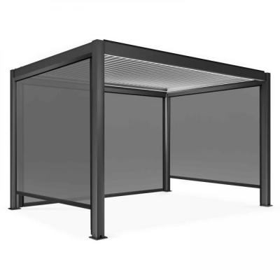 Pergola bioclimatique autoport&eacute;e motoris&eacute;e &eacute;clair&eacute;e 3x4m et 3 stores
