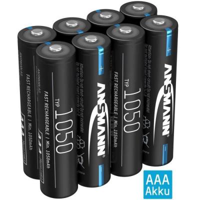 Piles rechargeables Micro aaa 1050 mAh NiMH 1,2 v (lot de 8) - Ansmann