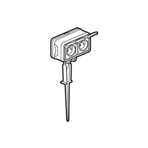 LEGRAND Piquet de jardin complet saillie 2x2P+T pr&eacute;c&acirc;bl&eacute;e Plexo gris