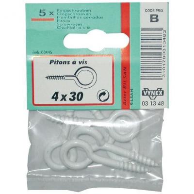 VYNEX Piton &agrave; vis rilsanis&eacute; Blanc 4x30 SC x5