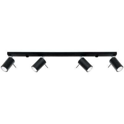 Plafonnier design 4 lampes align&eacute;es RANDY - acier - noir
