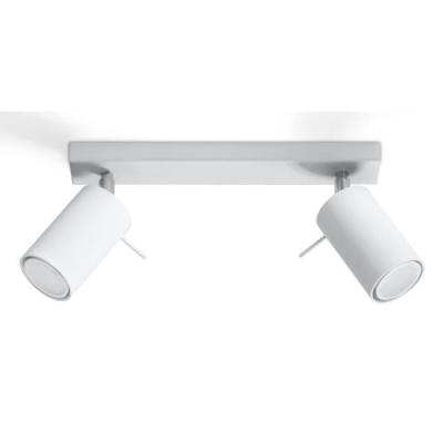 Plafonnier 2 lampes design RANDY - acier - blanc