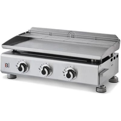 Plancha gaz Brasero Silvia II G 3 feux plaque inox