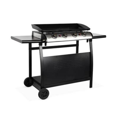 Plancha au gaz 4 br&ucirc;leurs sur chariot - porthos - 10kw, plancha &agrave; gaz