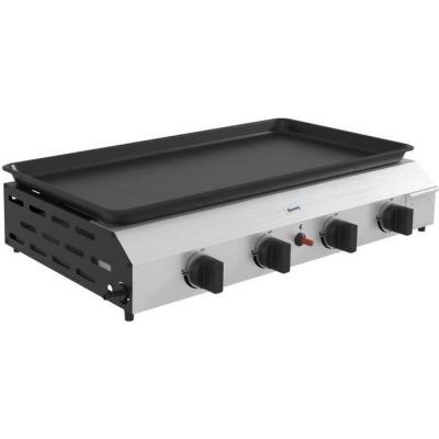 Plancha gaz portable antiadh&eacute;sive 4 br&ucirc;leurs 9,6 kW surface cuisson 73L x 34l cm acier inox &eacute;maill&eacute;
