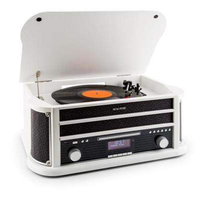 Belle epoque 1908 dab cha&icirc;ne st&eacute;r&eacute;o r&eacute;tro platine vinyle dab+ bluetooth fm usb cd mp3 blanc