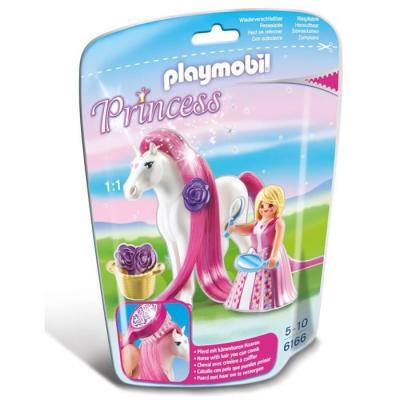 Playmobil 6166 princesse rose avec cheval &agrave; coiffer