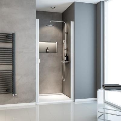 Porte de douche pivotante profil&eacute;s blancs 90 cm, Schulte Sunny
