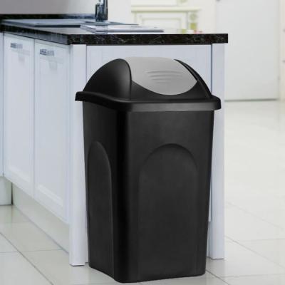 Poubelle noir et gris 60 litres avec couvercle