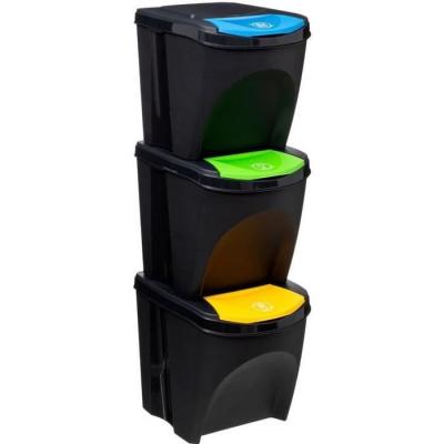 Poubelle de tri en plastique - 25 L  par poubelle - Noir