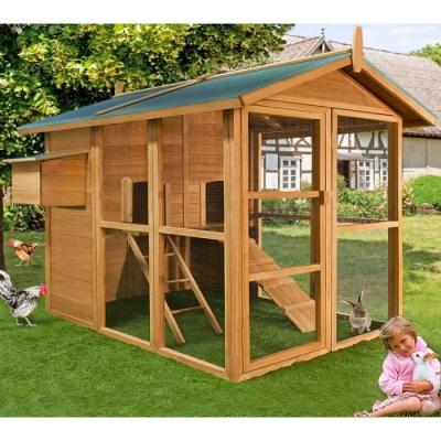 Poulailler en bois brun vert 191x151x148cm