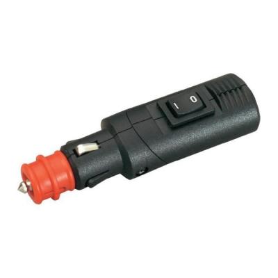 Prise allume-cigare 8A m&acirc;le coud&eacute;e avec interrupteur Procar