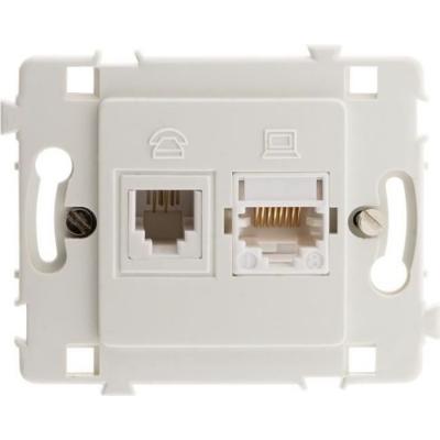Prise RJ11 + RJ45 nu blanc - Clarys